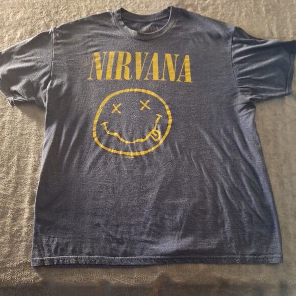 Nirvana T-Shirt Size 2XL Grunge Punk Rock Seattle Garage Band Blue Cotton - Picture 1 of 6